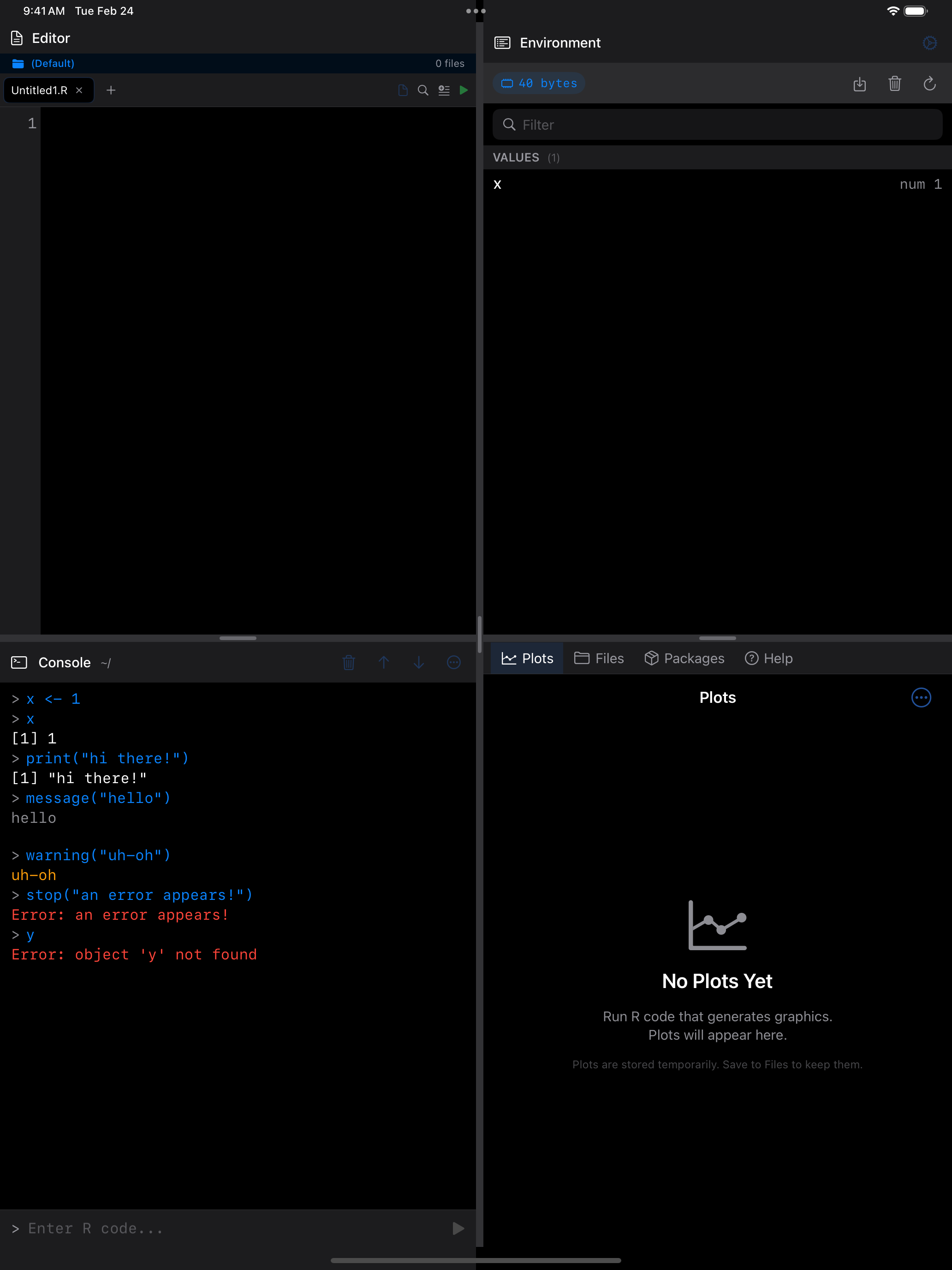 Console showing different output colors on iPad
