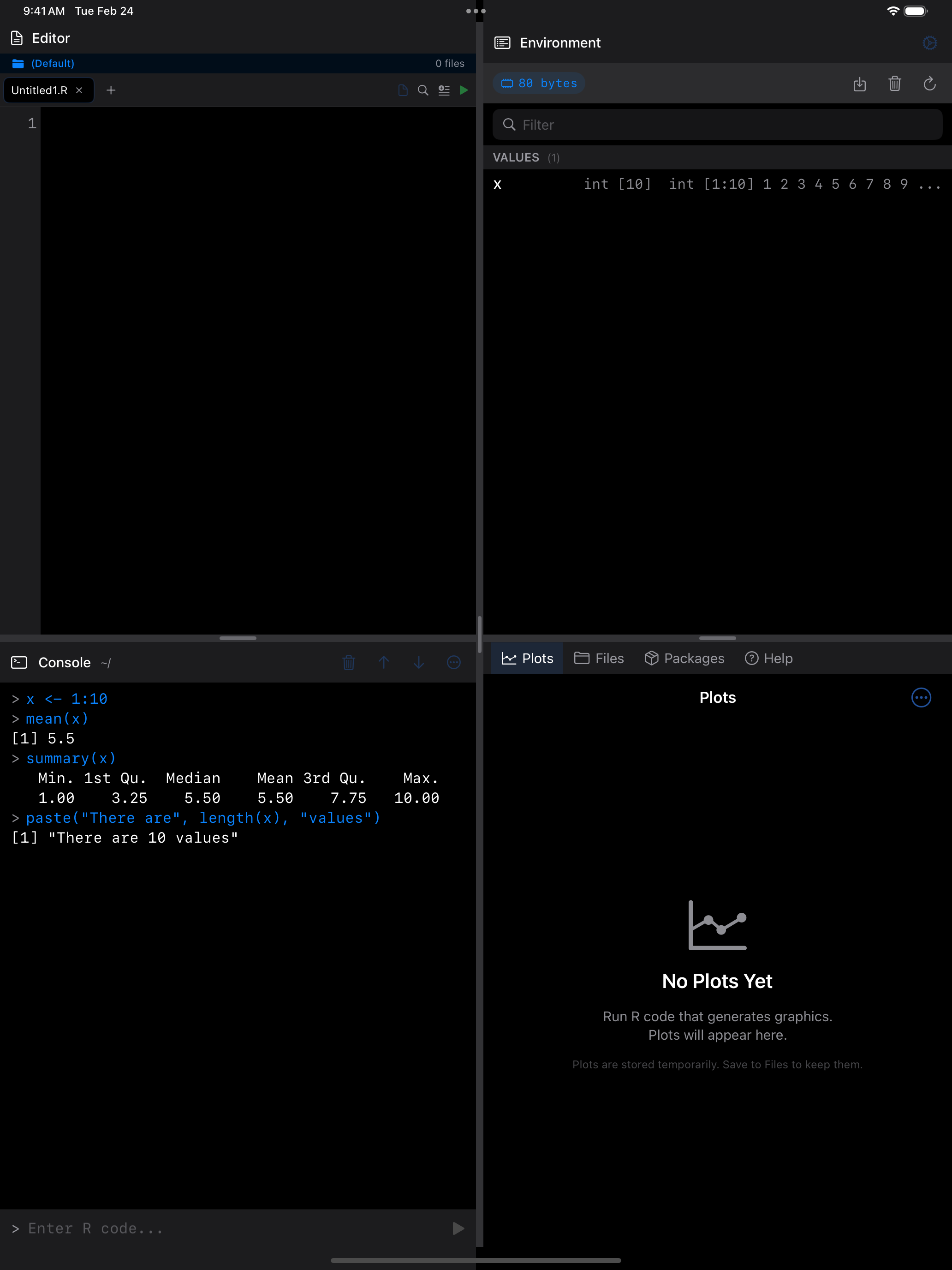 Execution history tab on iPad in dark mode