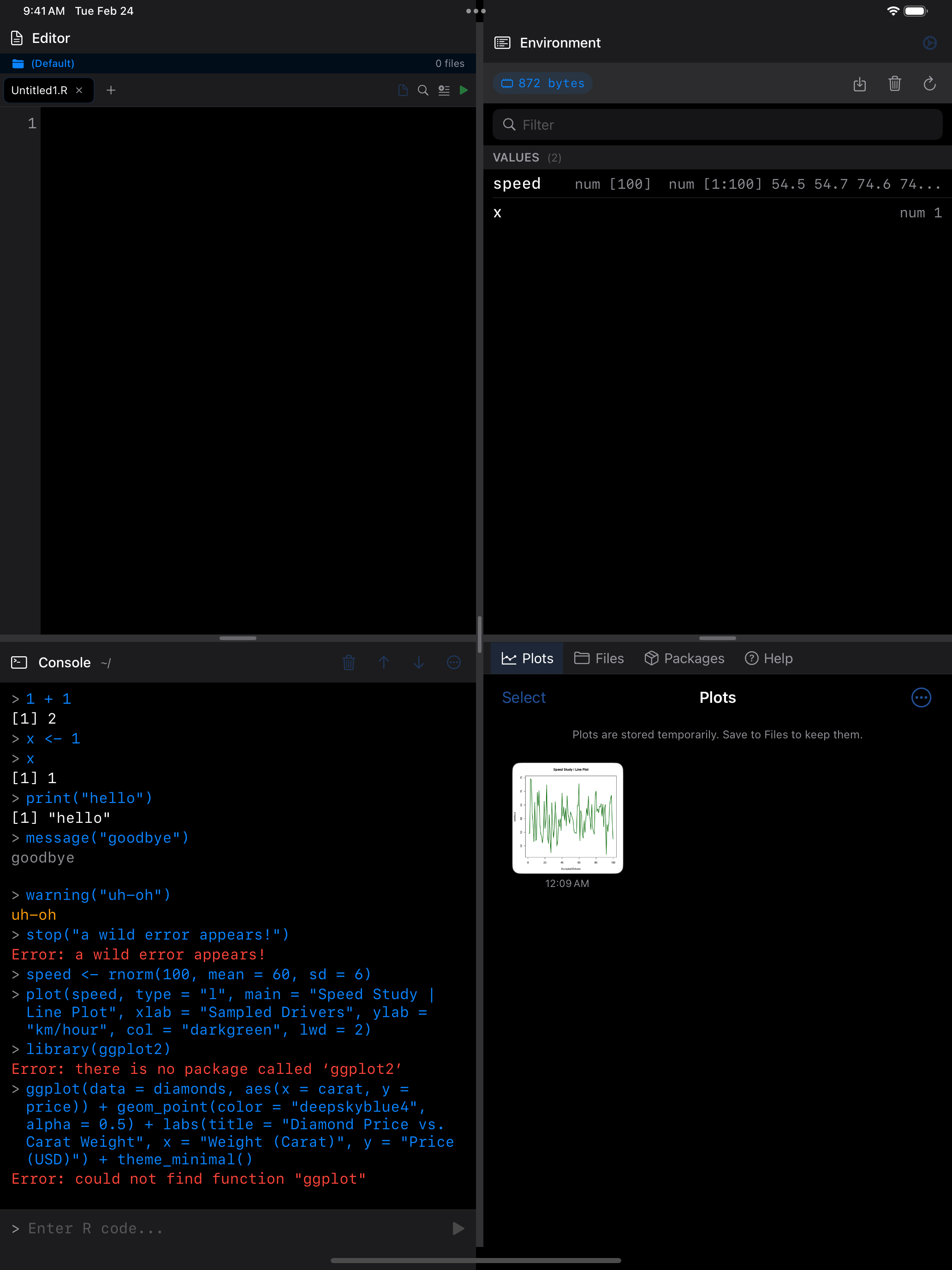 Plot gallery with plots on iPad