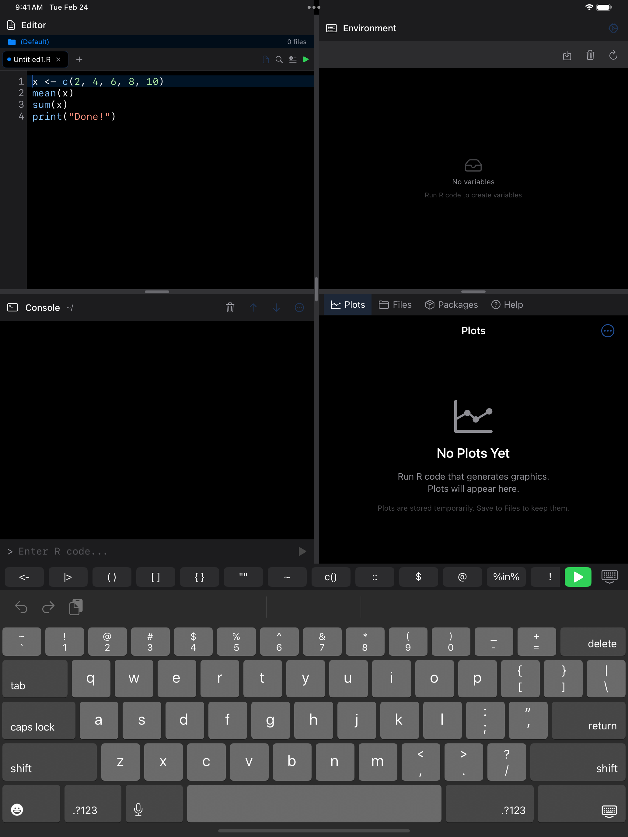 R keyboard toolbar on iPad