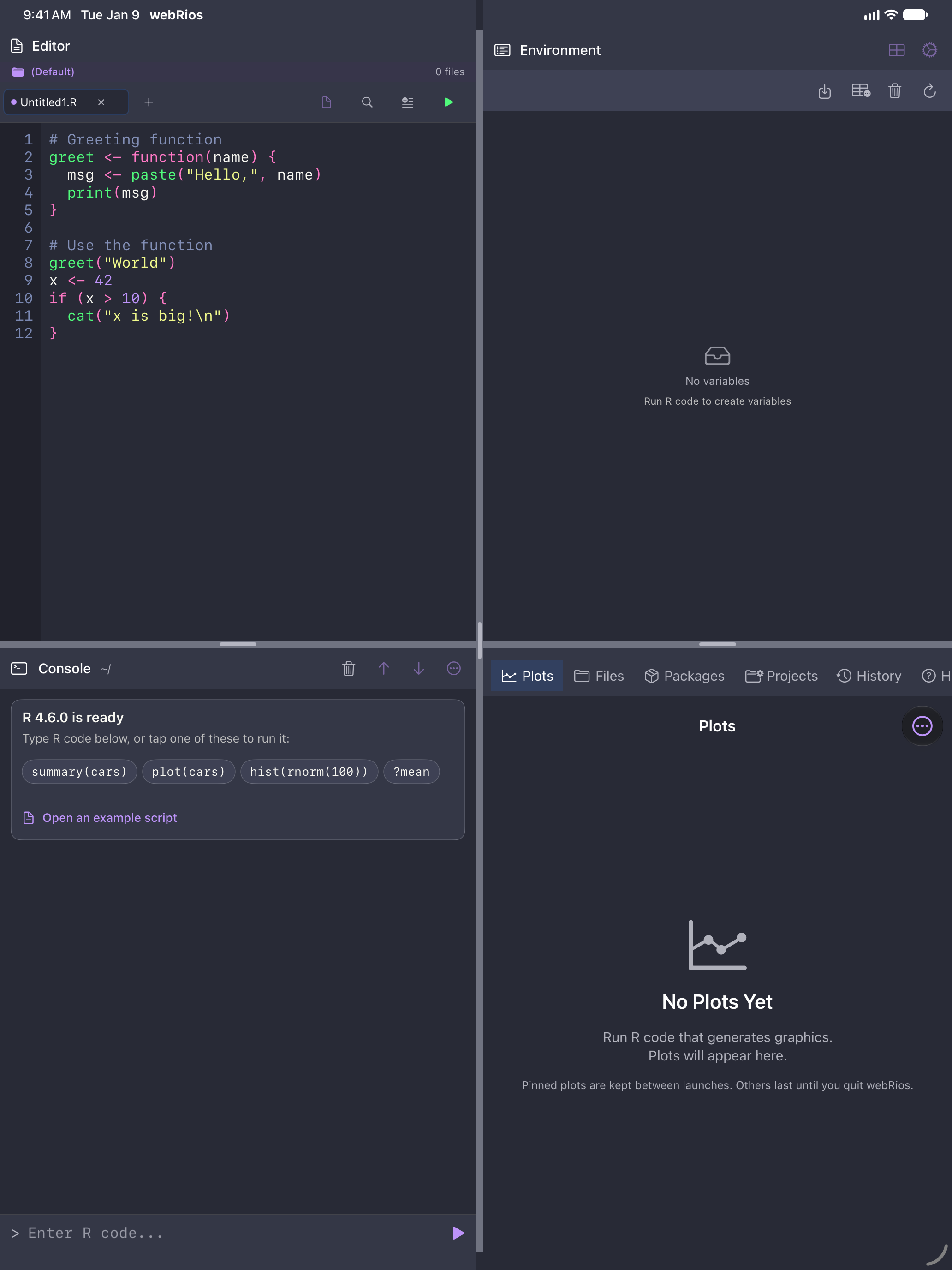 The same script on iPad with Increase Contrast on, its comments brighter on the same background
