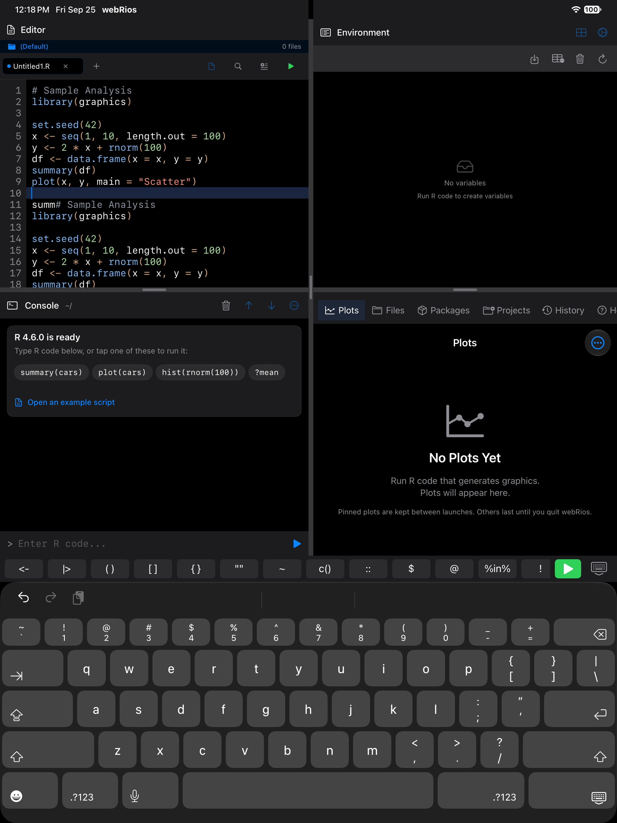 Running an entire script from the editor on iPad