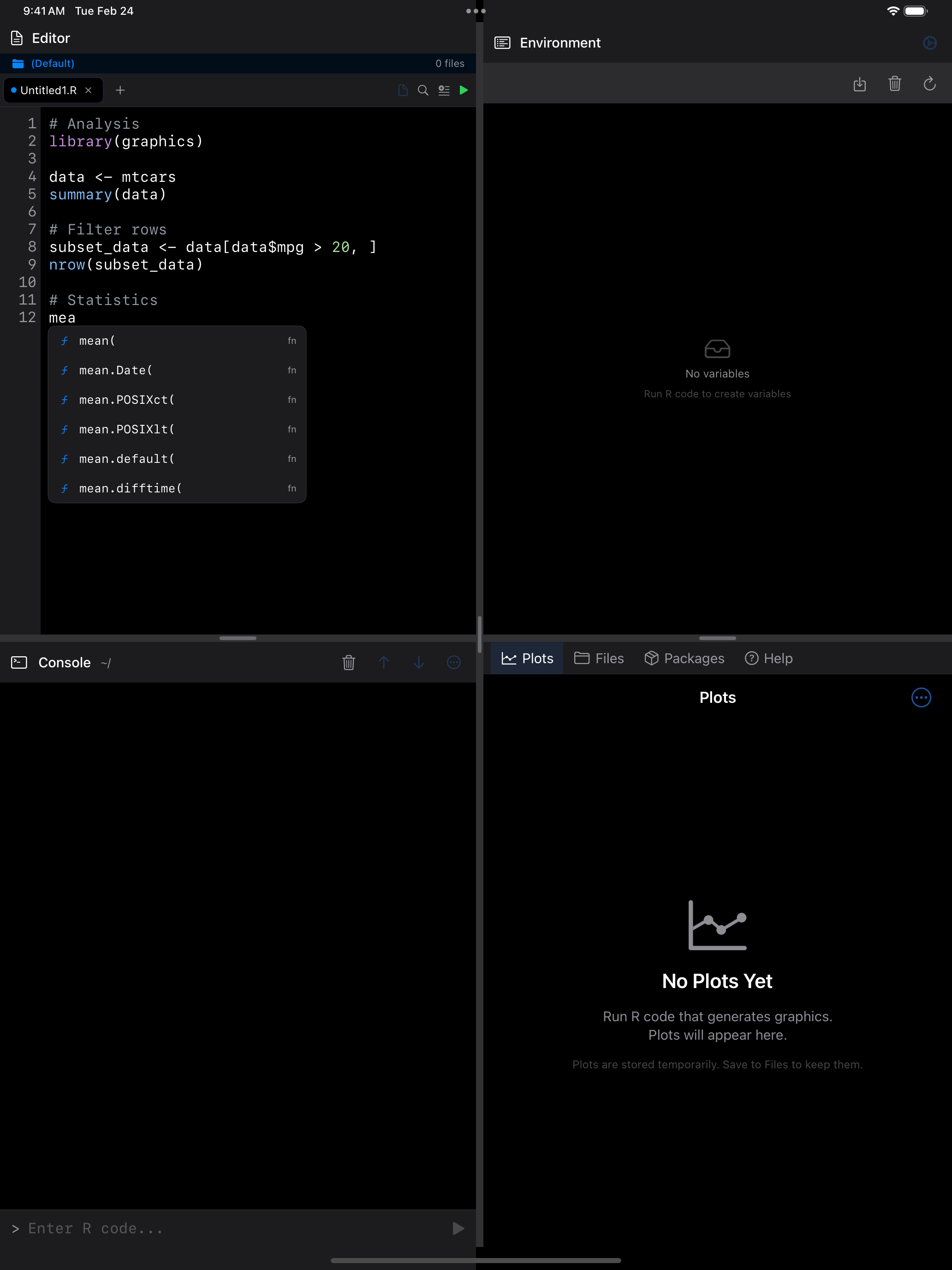 Code completion suggestions on iPad