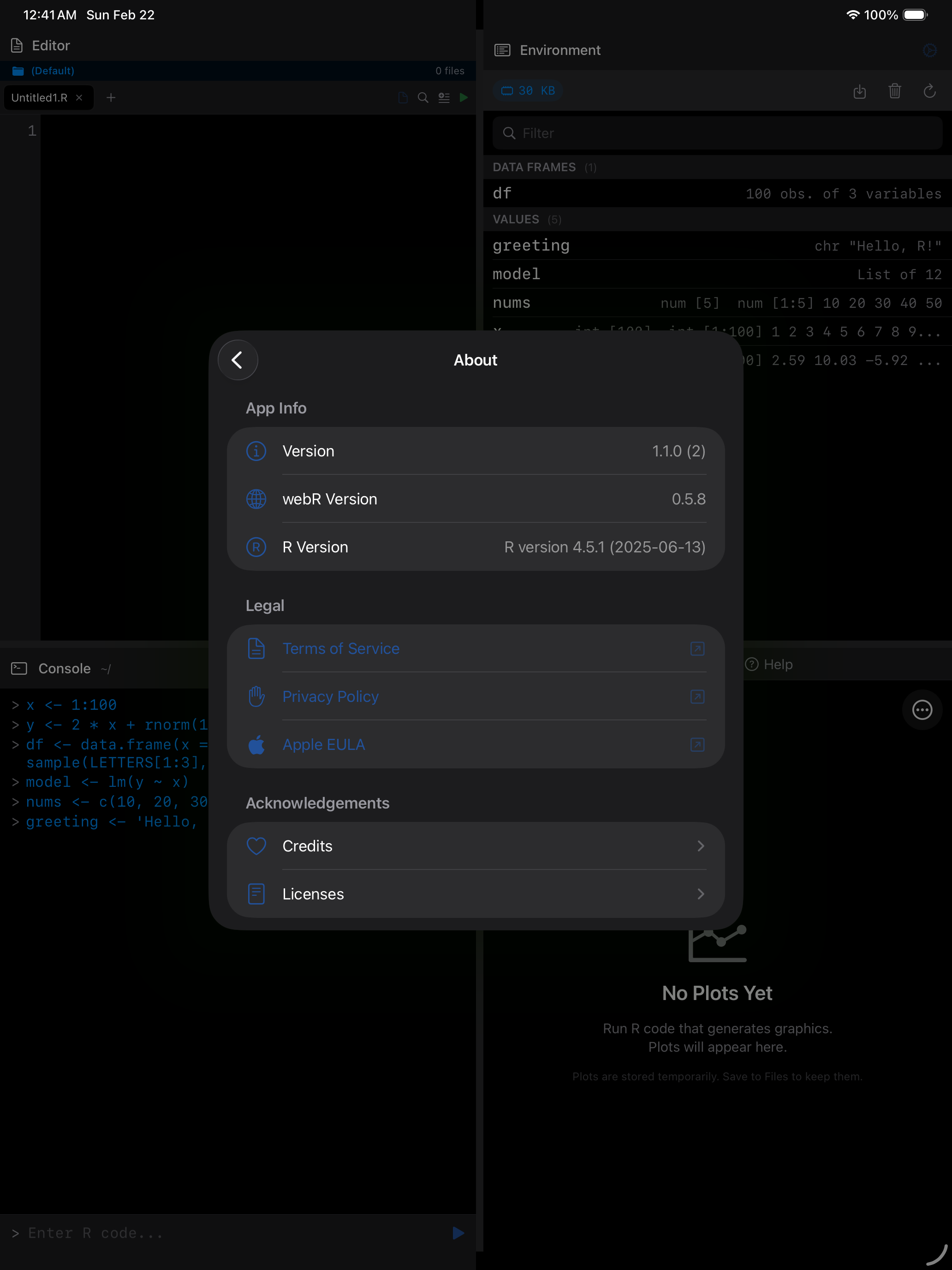 About settings on iPad