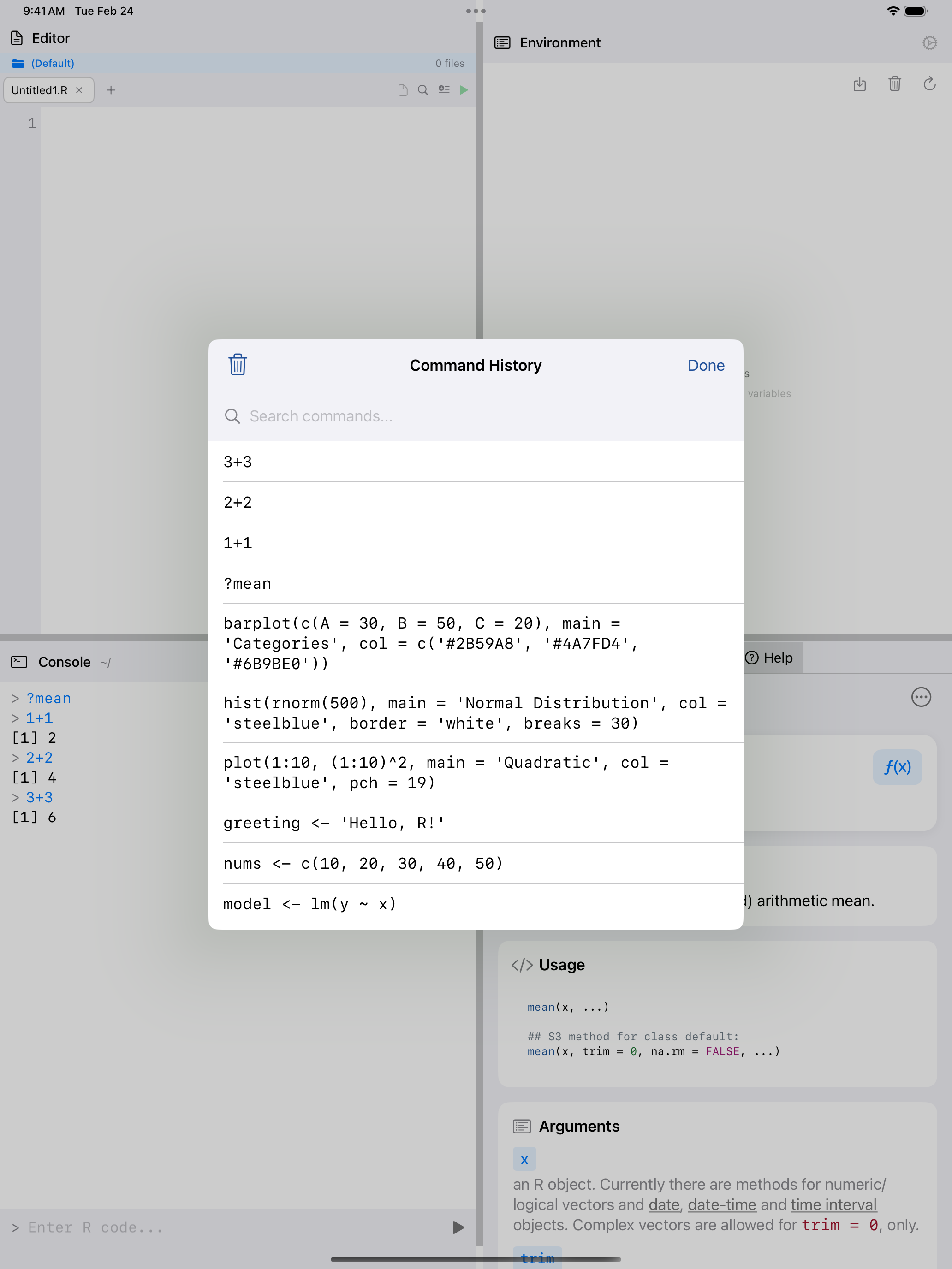 Console history search on iPad
