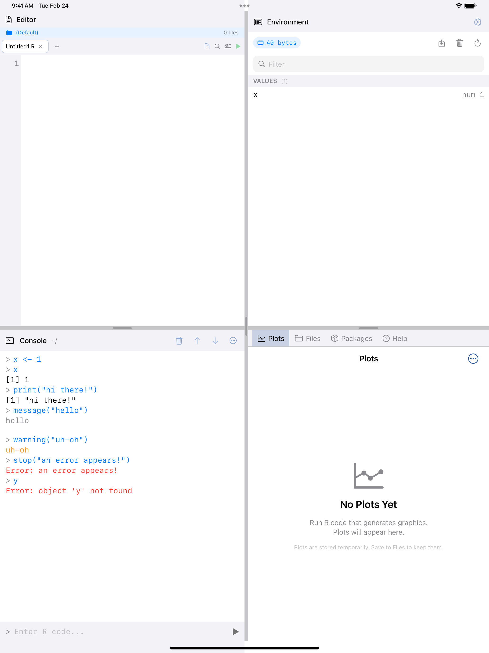 Console showing different output colors on iPad