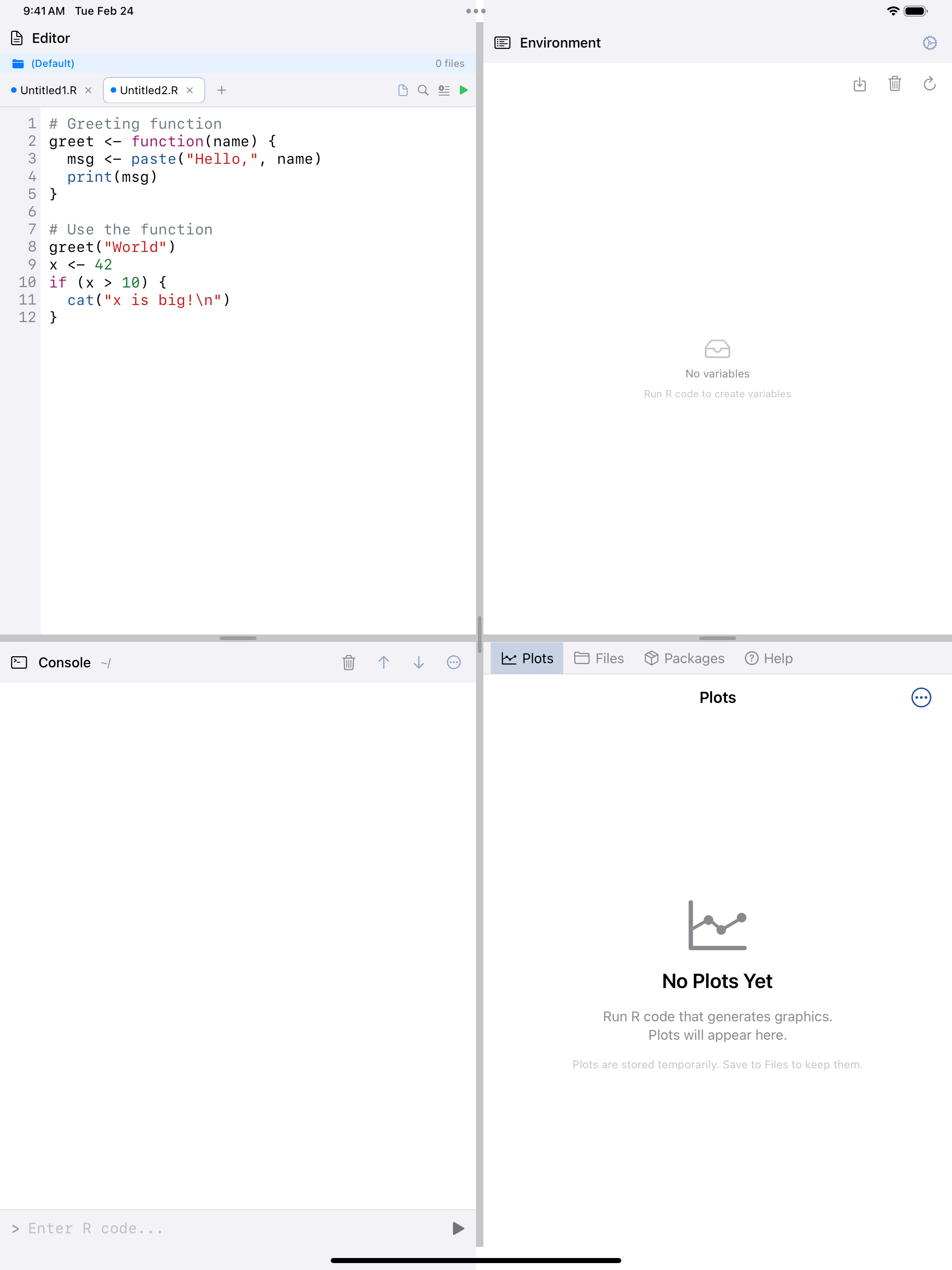 R code with syntax highlighting on iPad