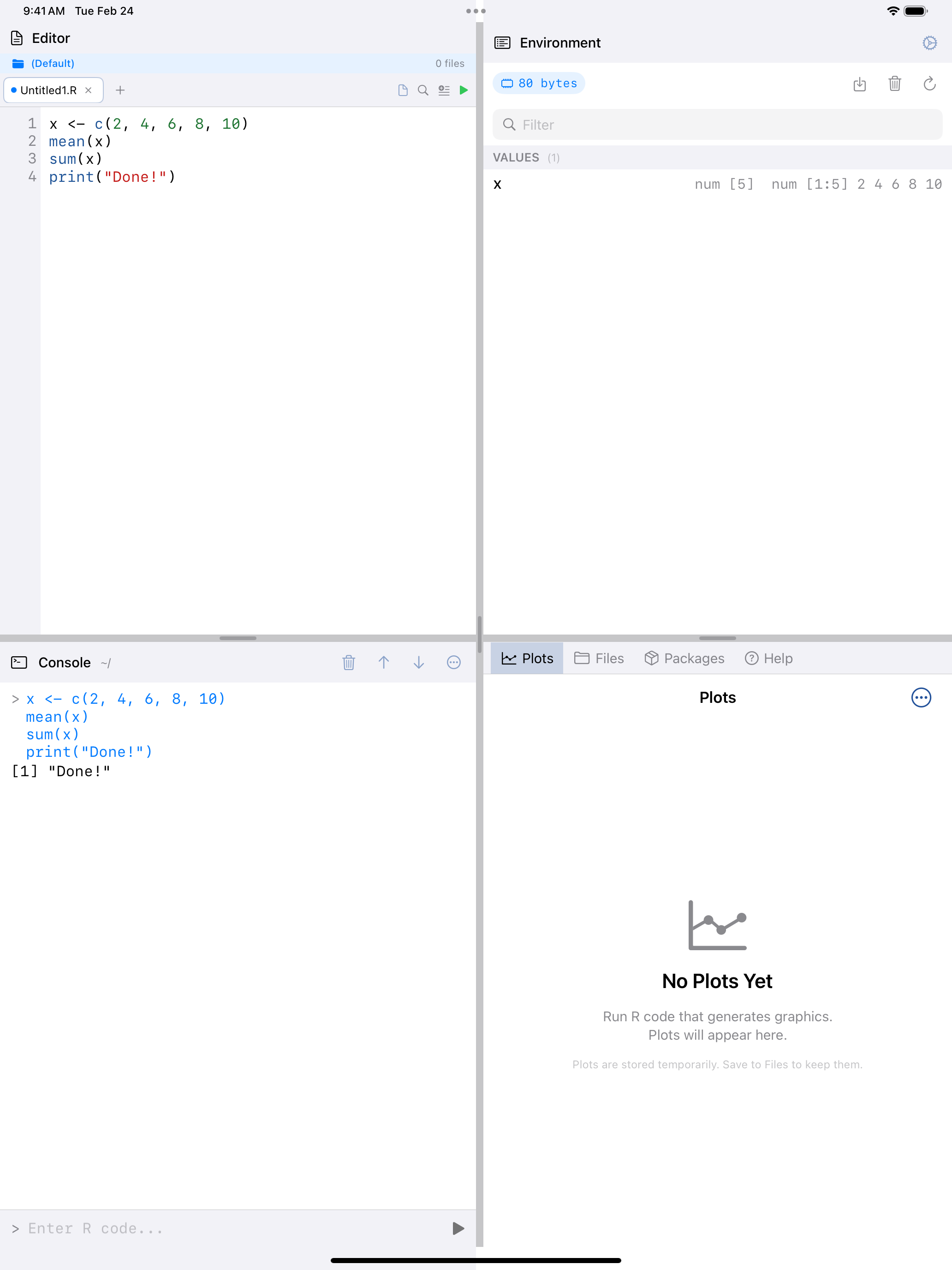 Run all code with green play button on iPad