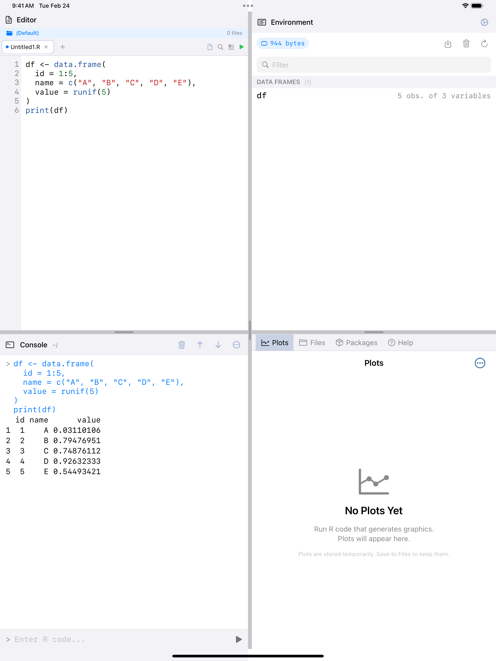 Snippet inserted and executed on iPad