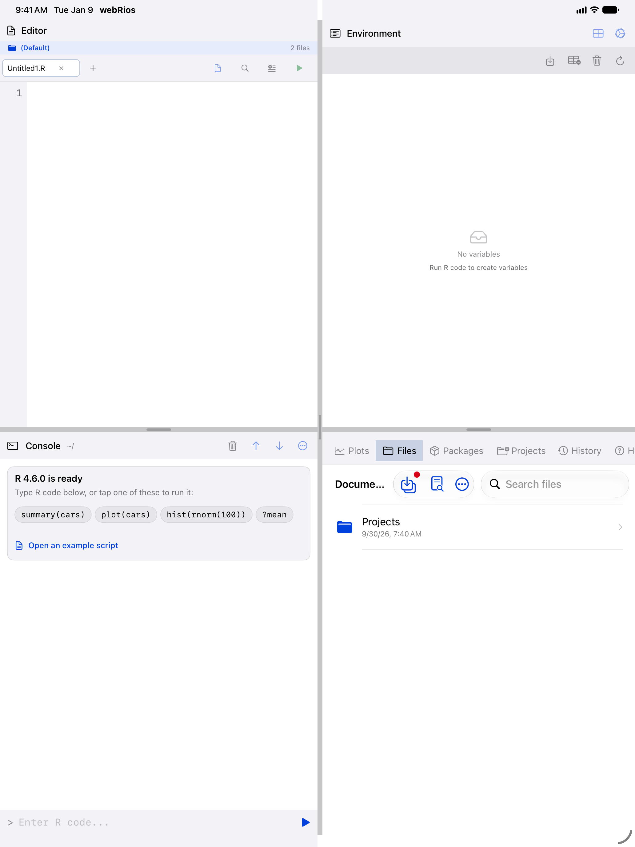 Files toolbar with the shared files notification badge on iPad