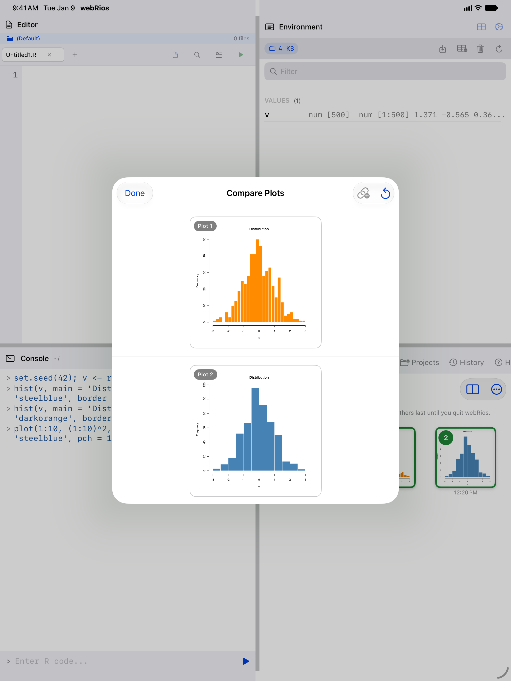 Comparison view with sync zoom turned off on iPad