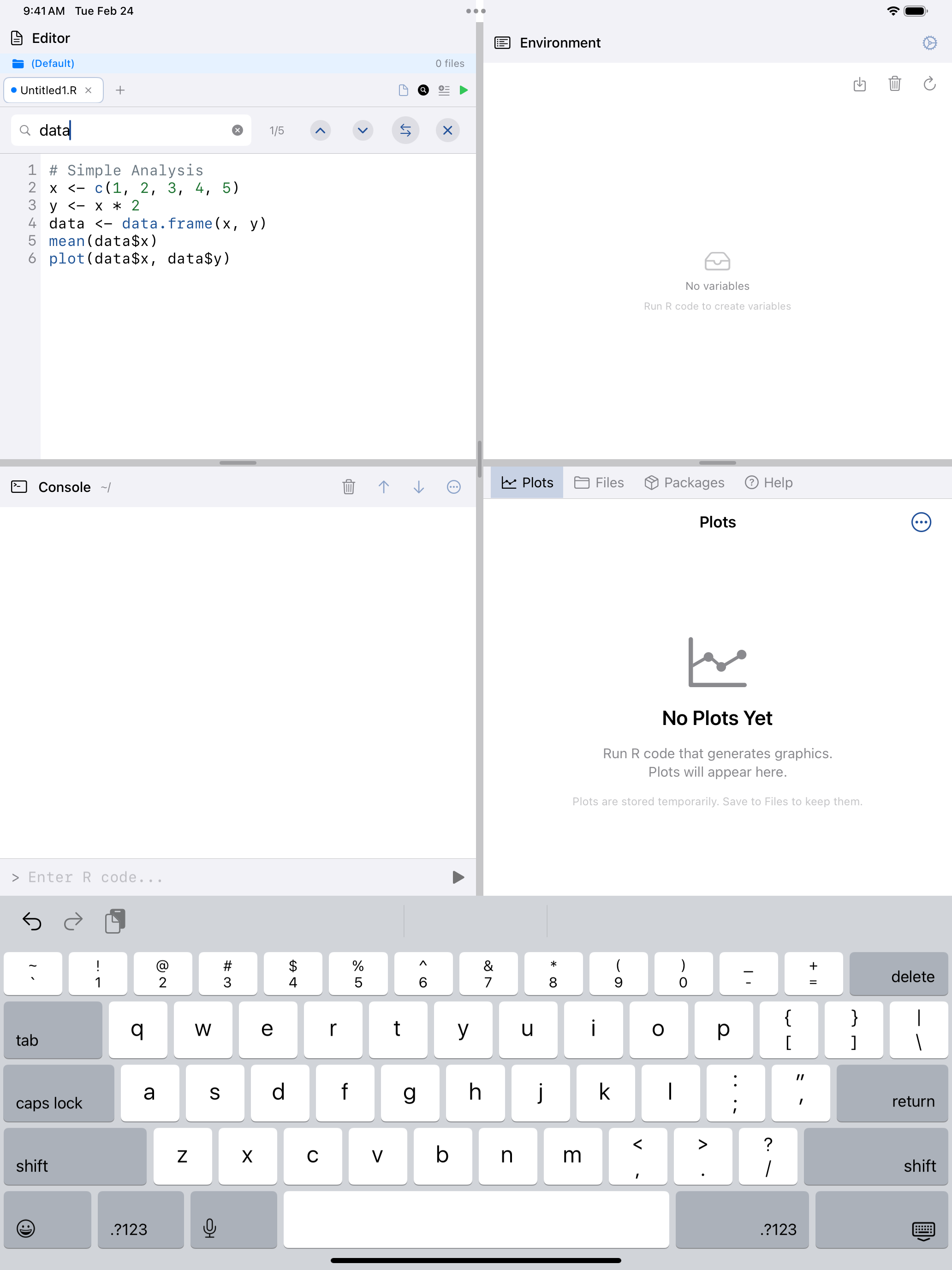 Find and replace bar on iPad
