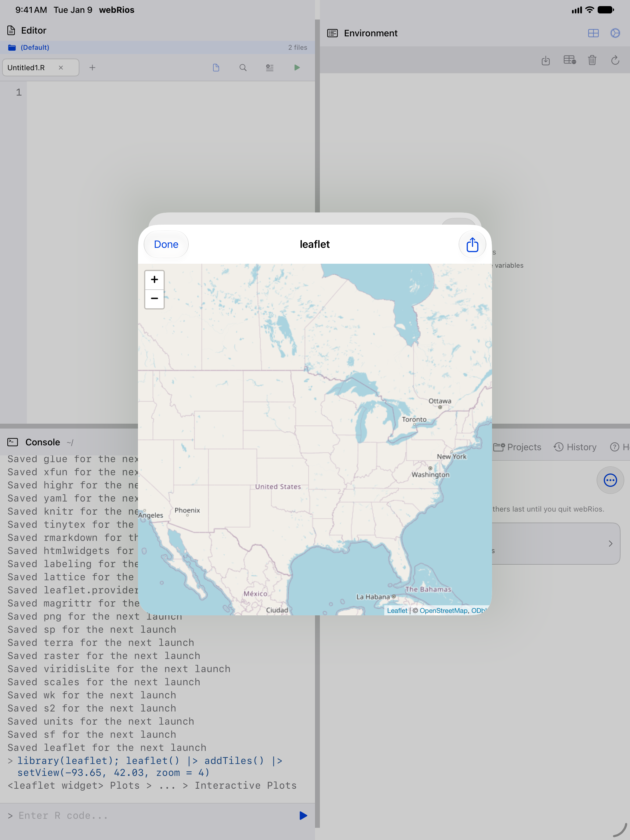 An interactive leaflet map on iPad