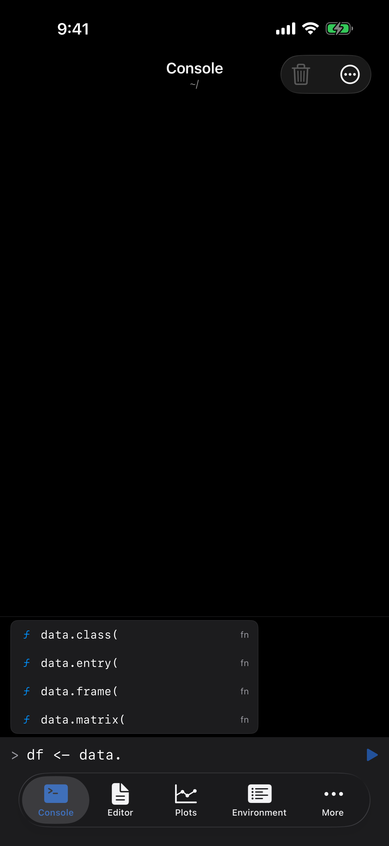 Console code completion on iPhone