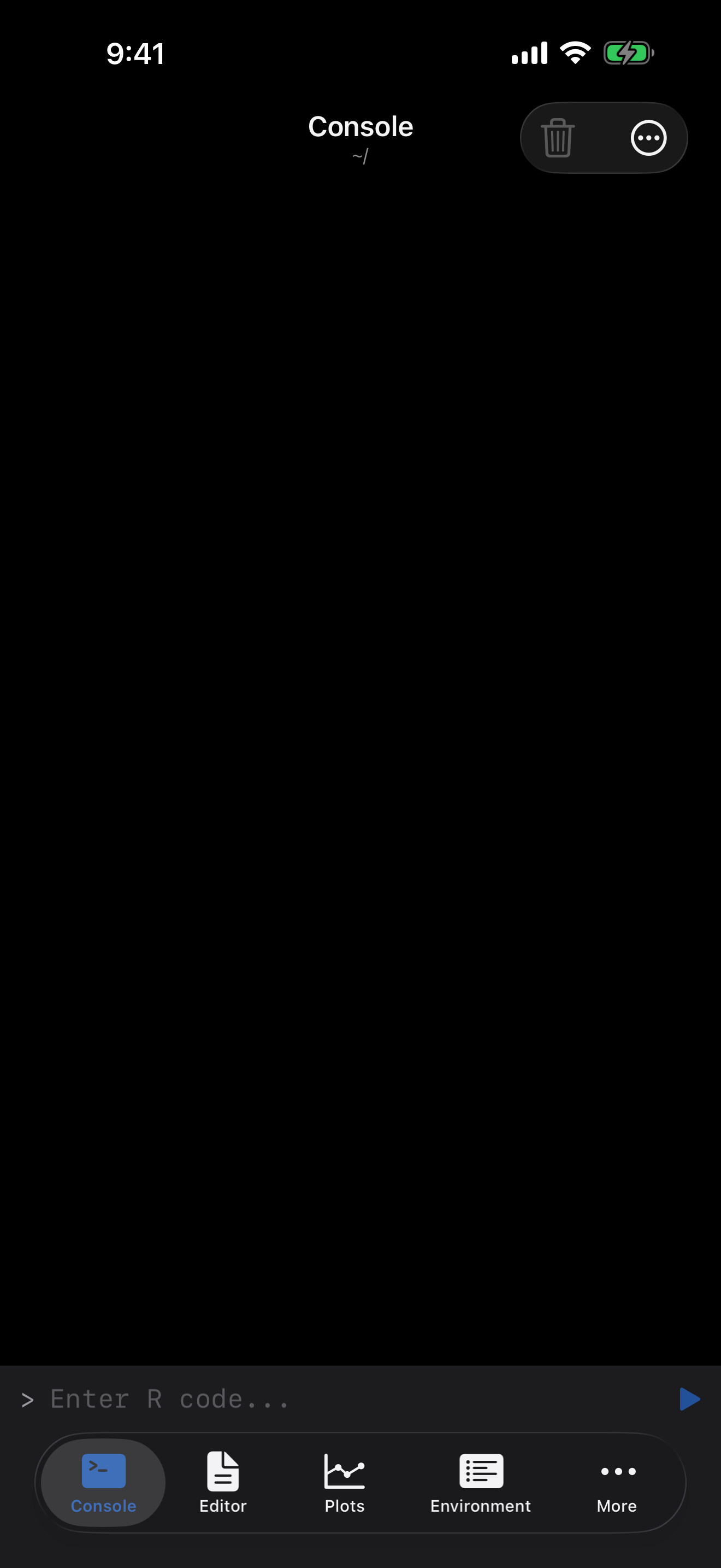 Console after clearing on iPhone