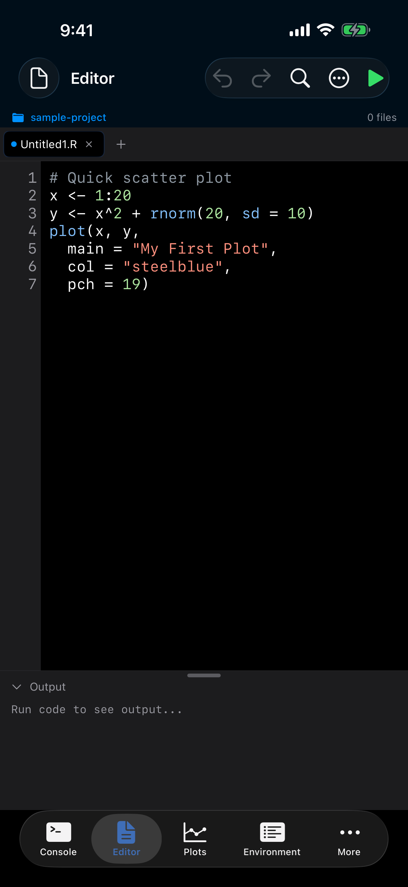 Editor with R script on iPhone