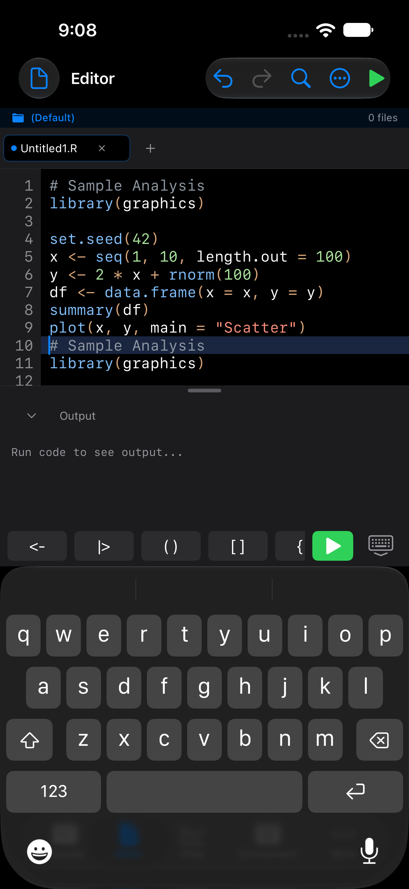 R syntax highlighting in the editor on iPhone