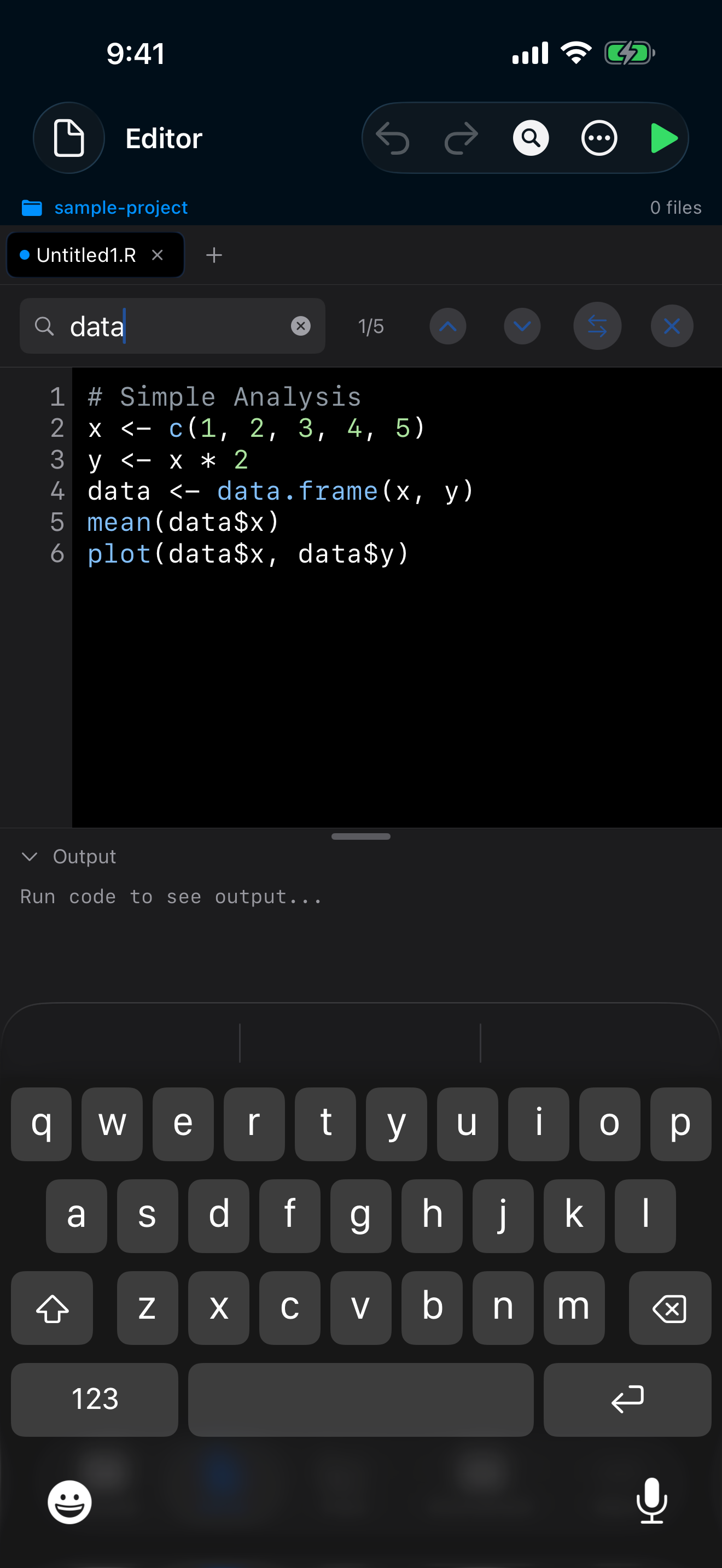 Find and replace bar on iPhone