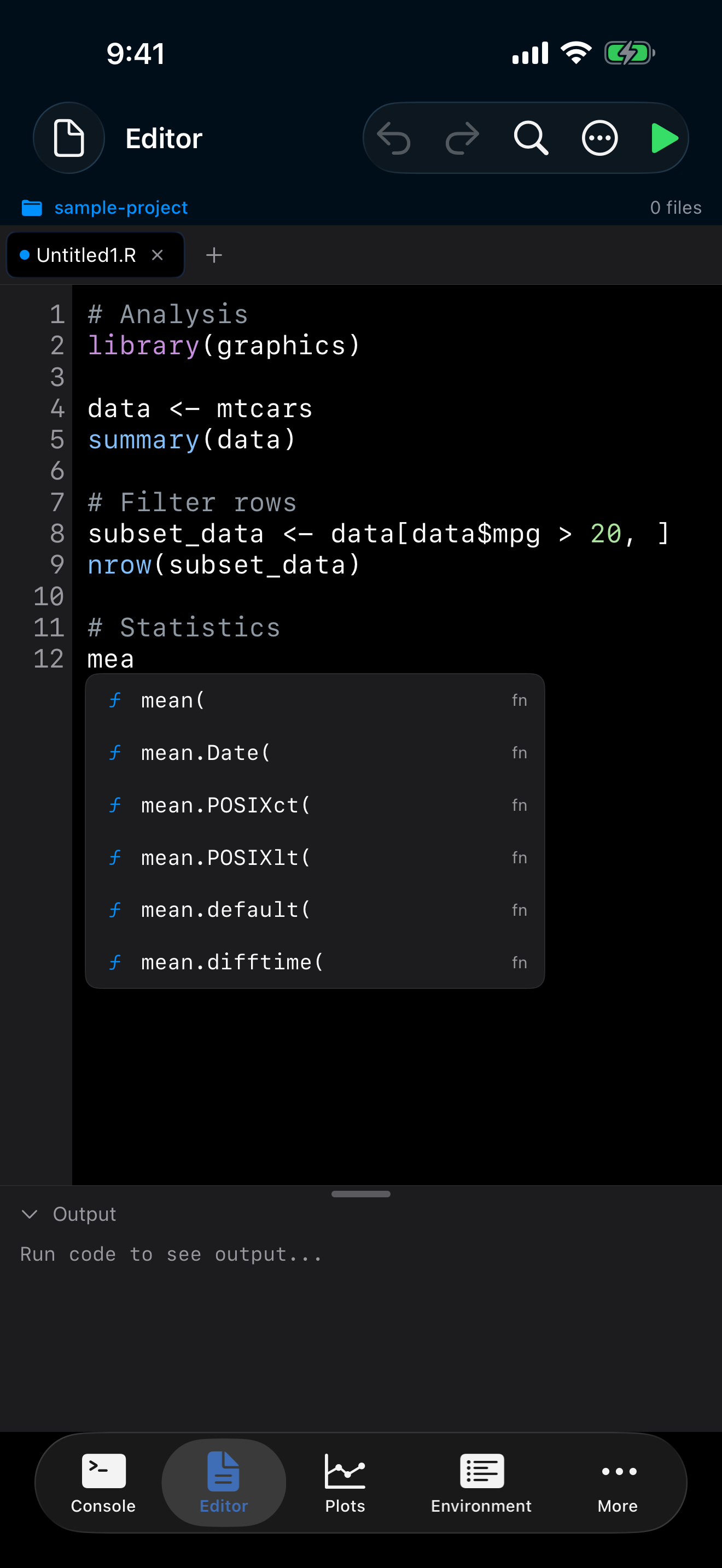 Code completion suggestions on iPhone