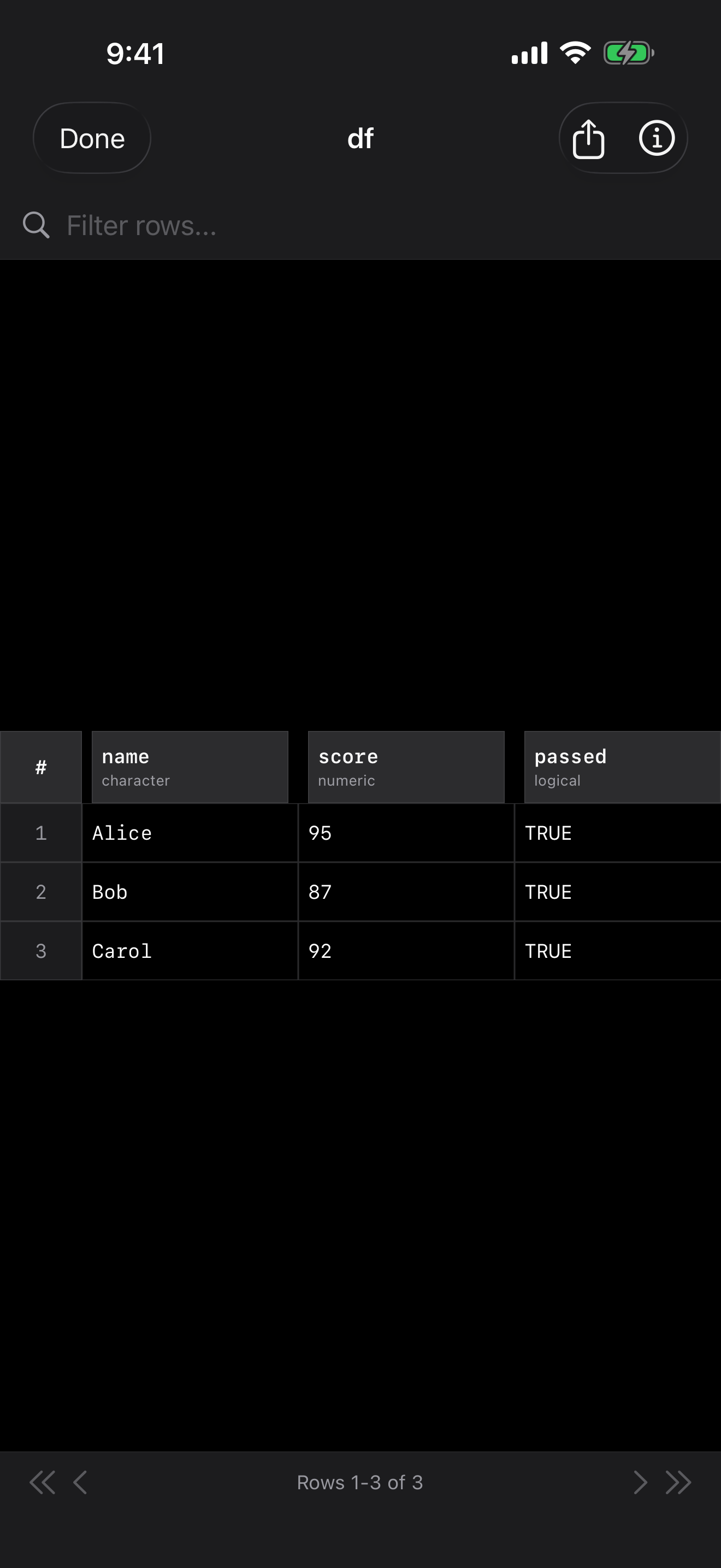Column detail view on iPhone