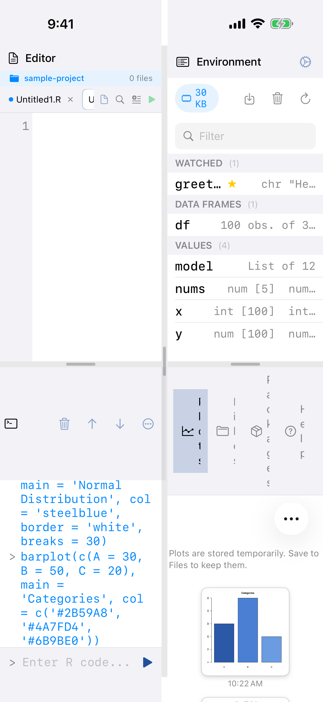 iPhone showing 4-Pane Workspace layout