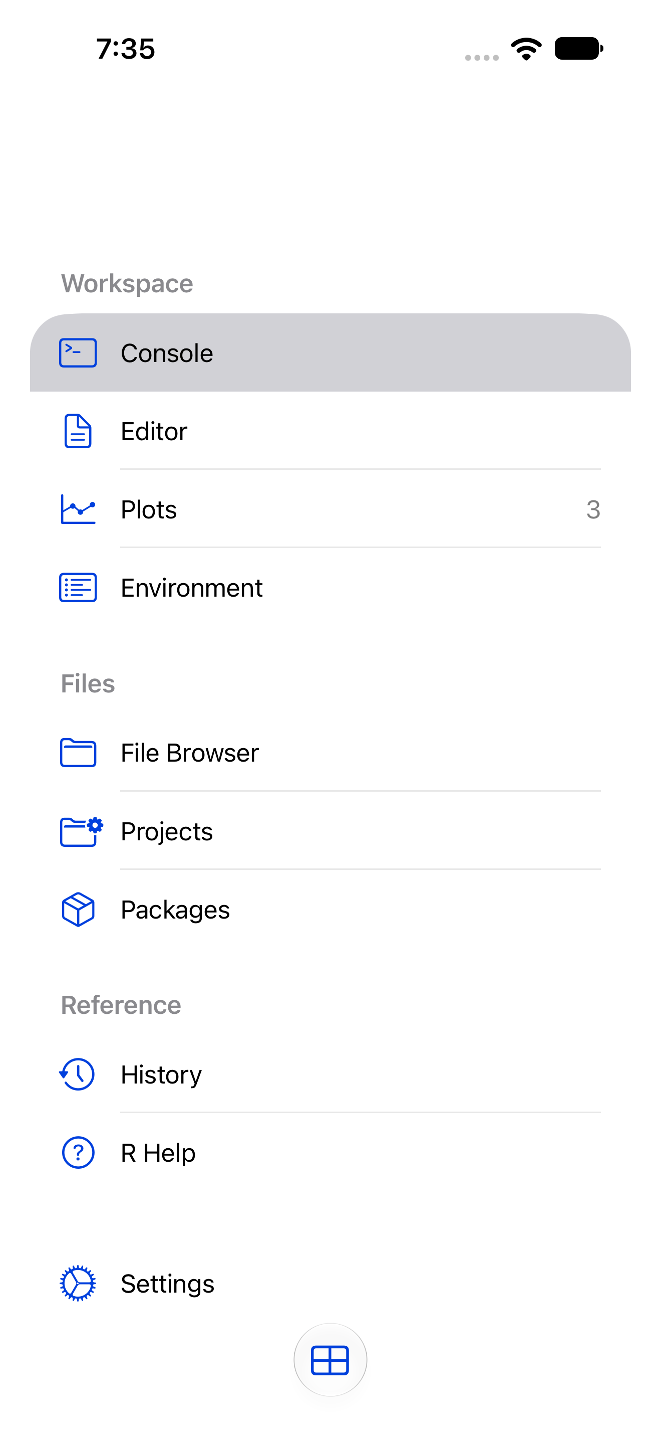 Sidebar Navigation with the sidebar open on iPhone