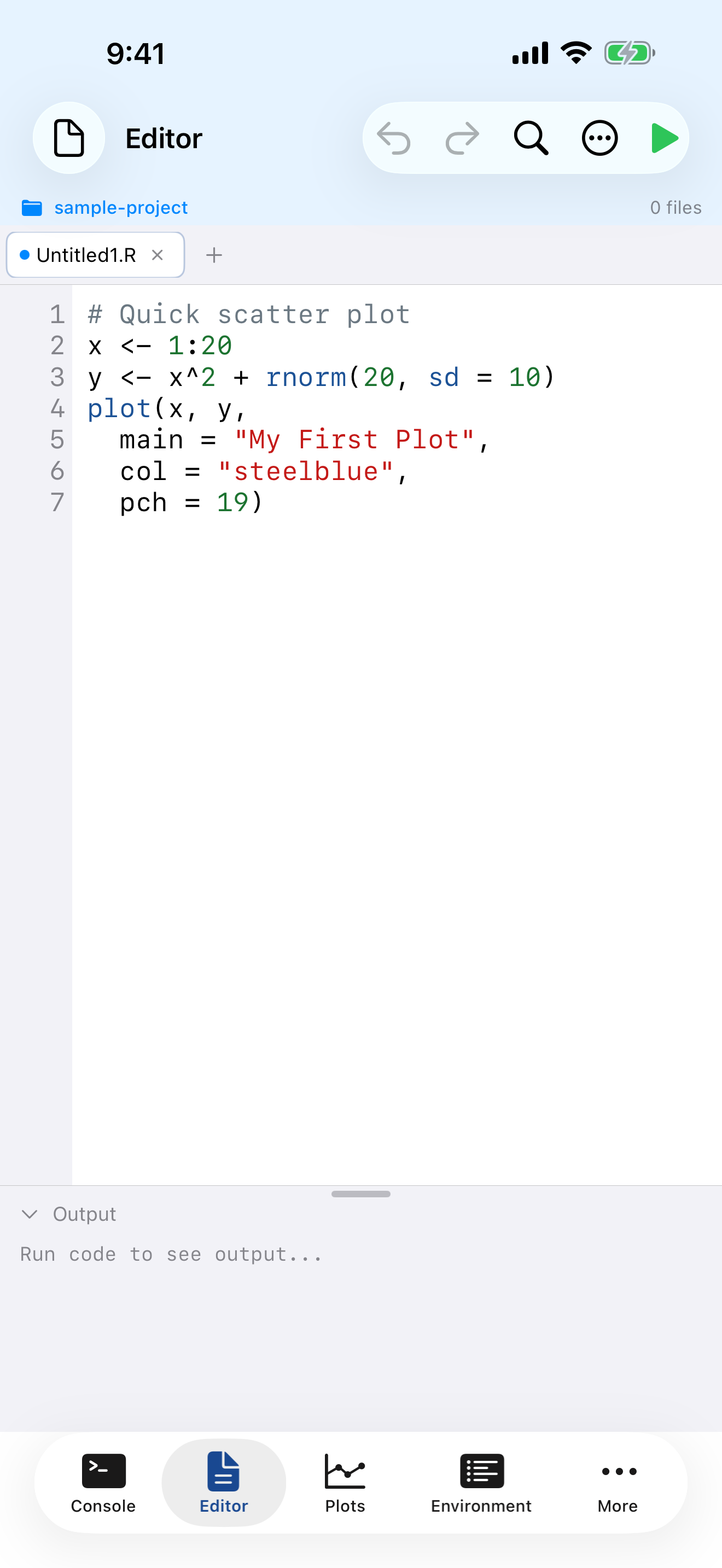 Editor with R script on iPhone
