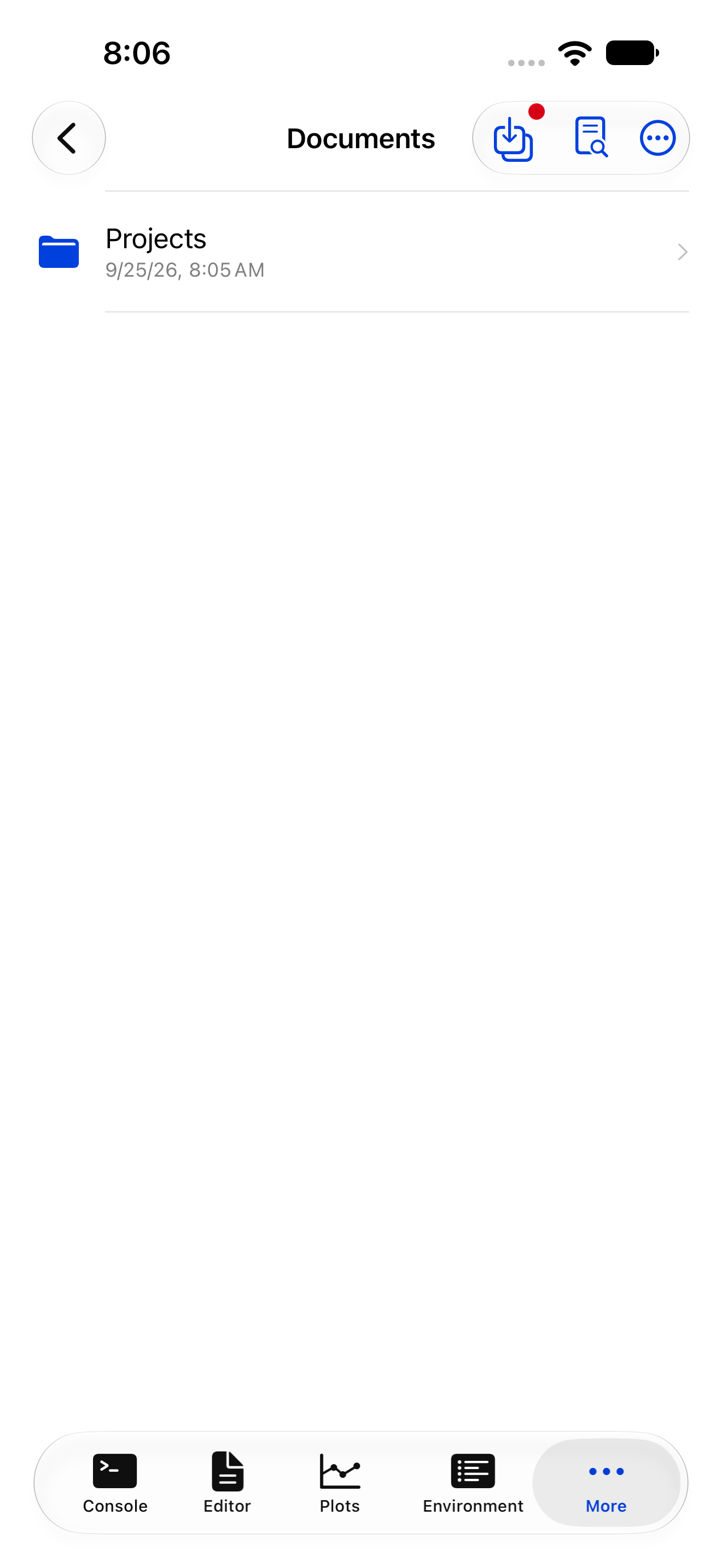 Files toolbar with the shared files notification badge on iPhone