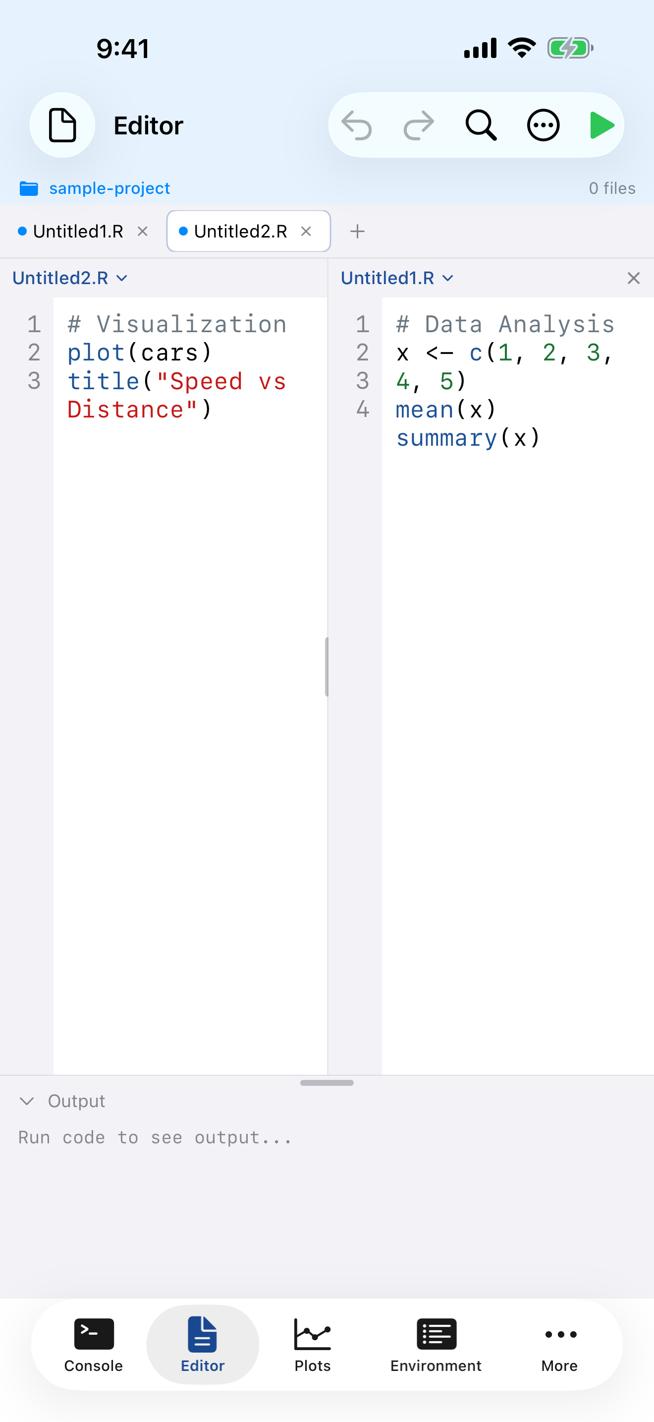 Split editor view on iPhone
