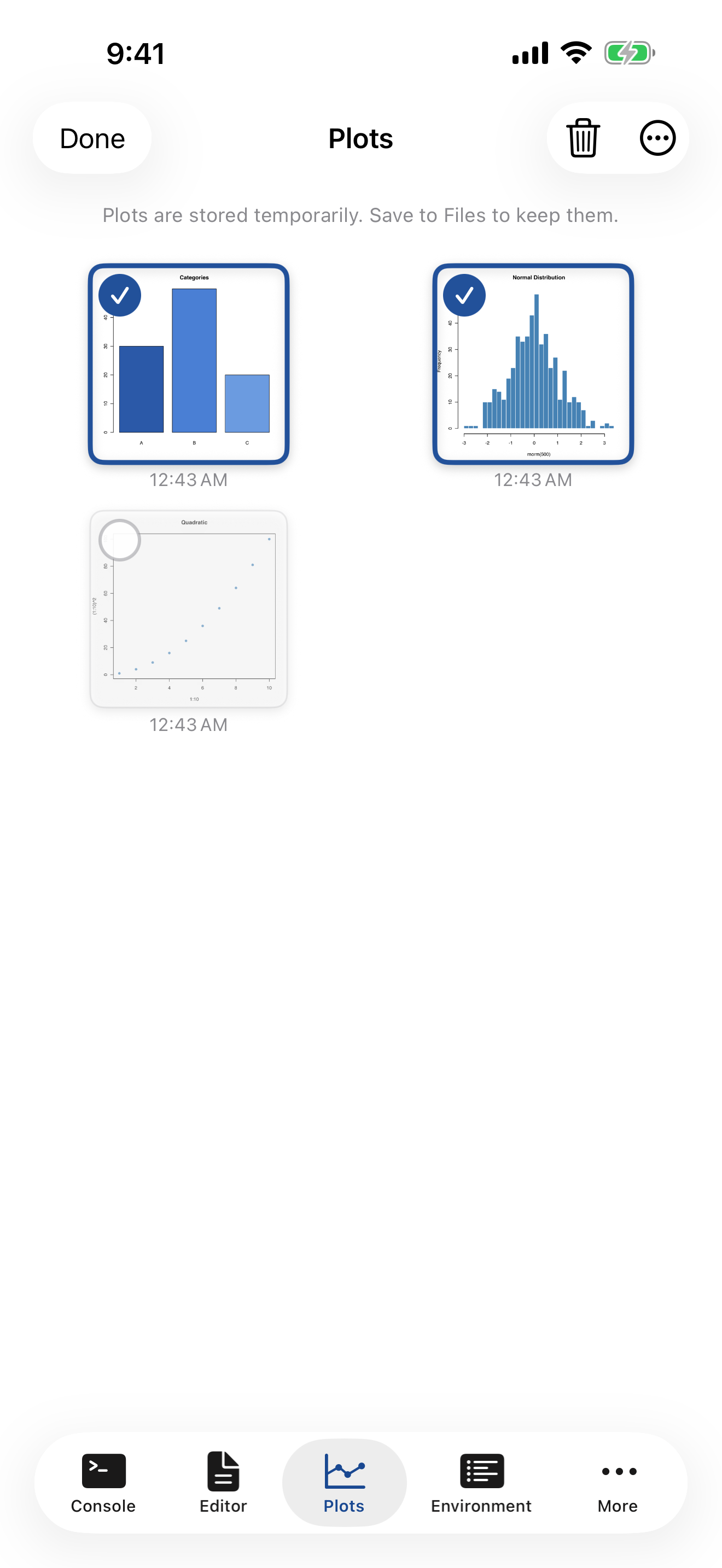Plot selection mode on iPhone