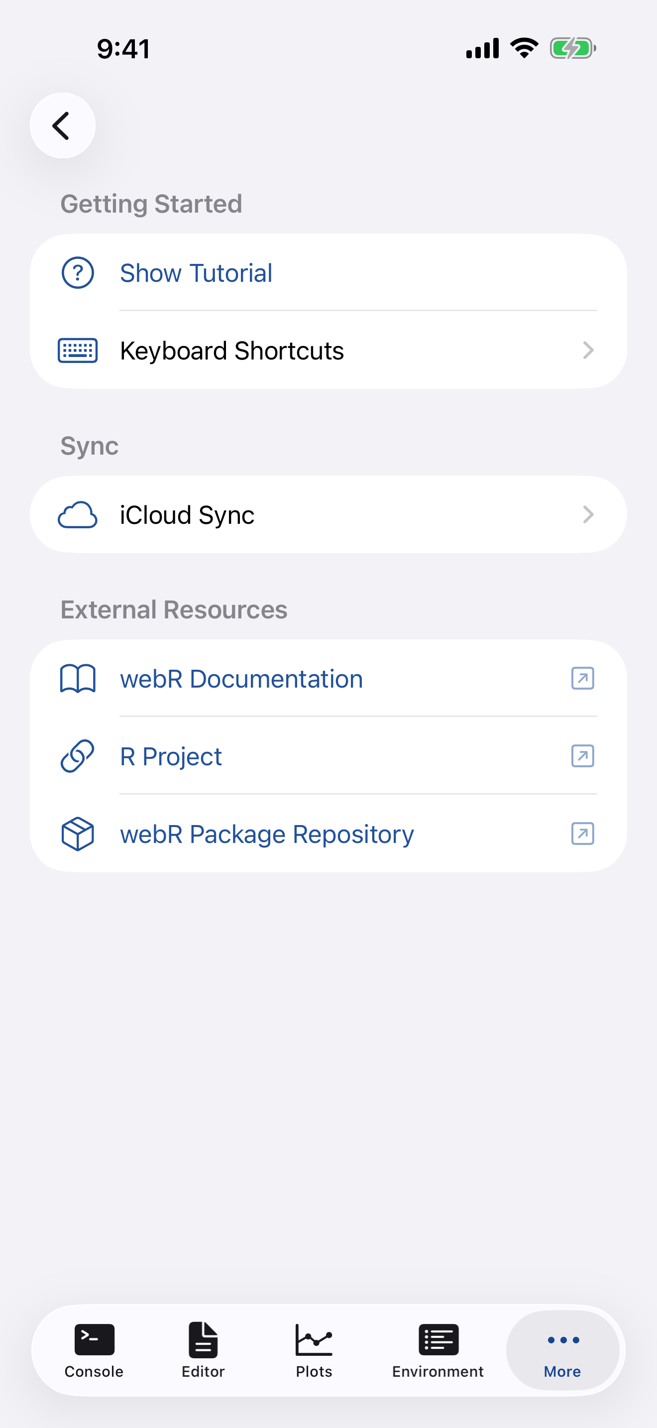 Help & Resources settings on iPhone